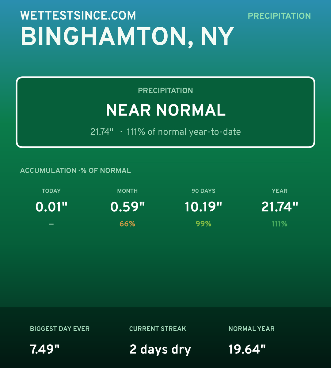 Binghamton, NY precipitation share card