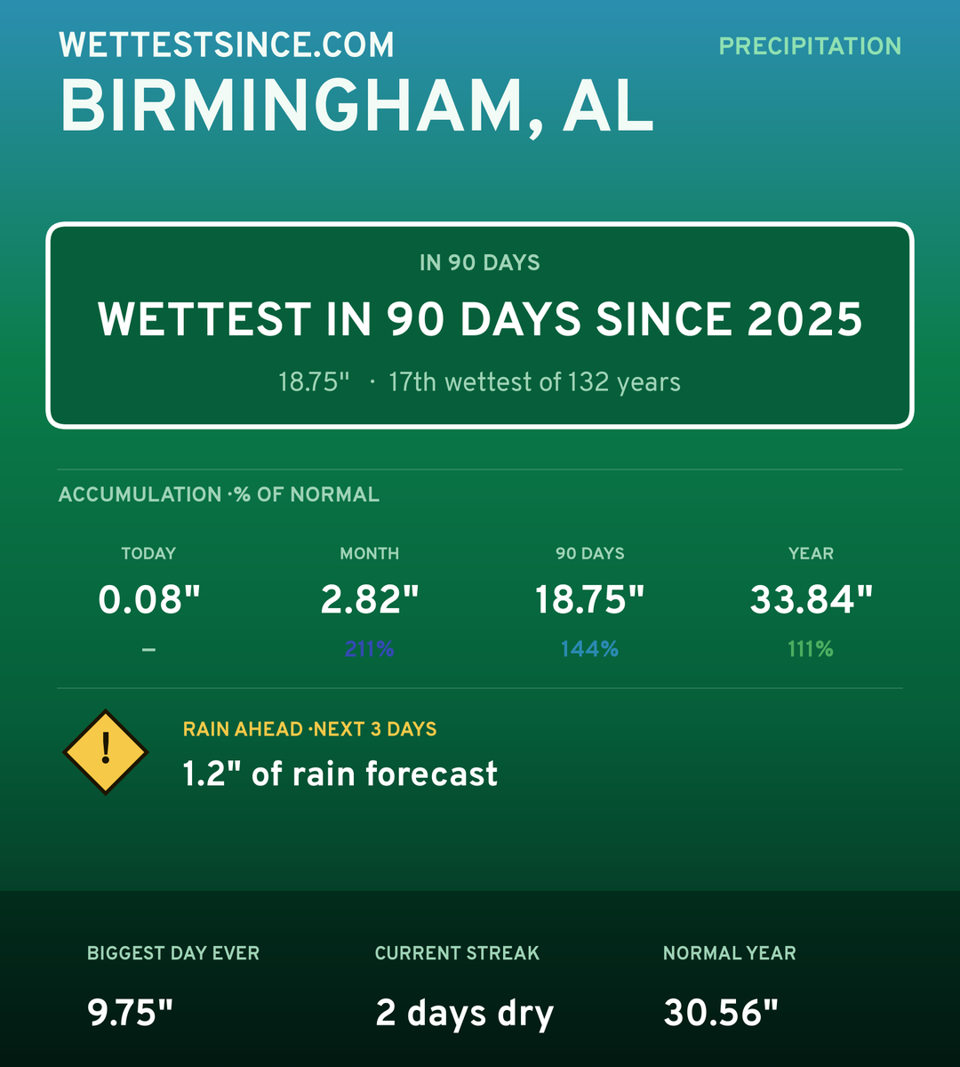 Birmingham, AL precipitation share card