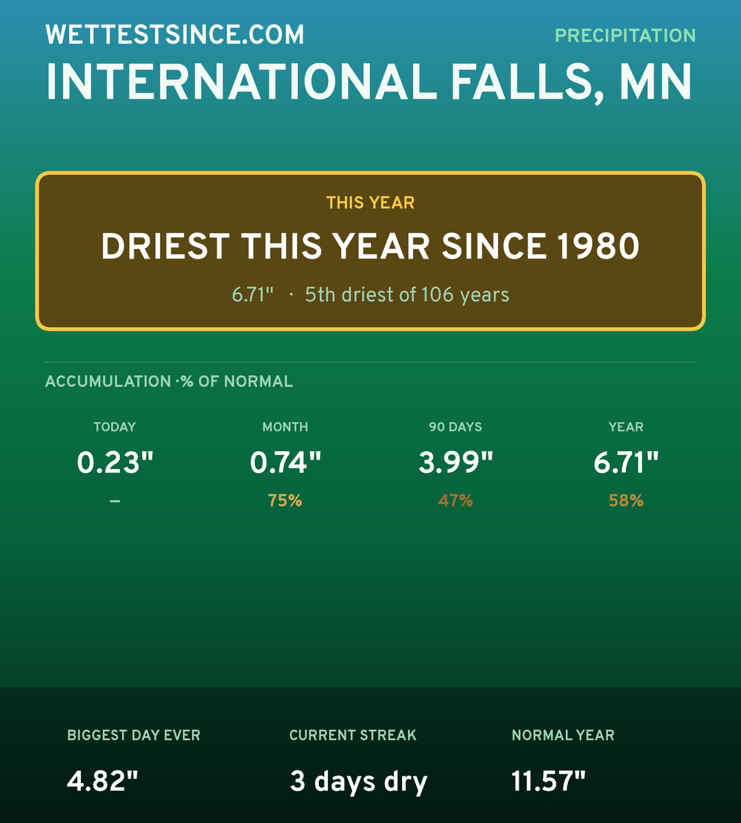 International Falls, MN precipitation share card