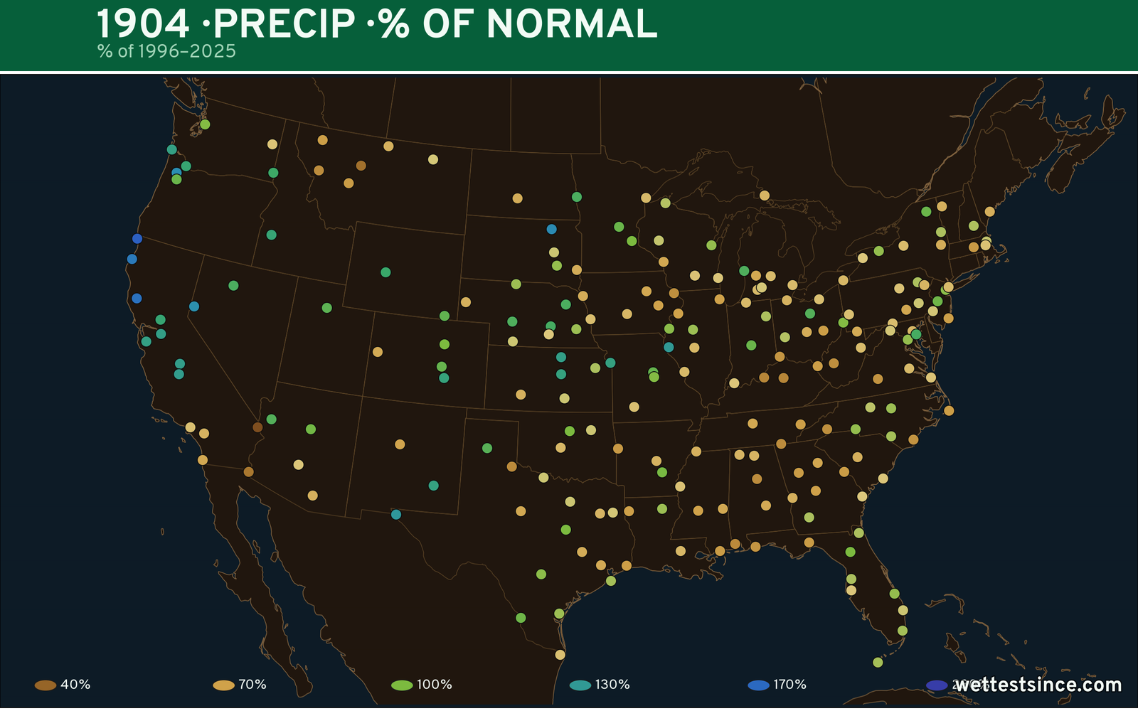 1904 U.S. precipitation percent-of-normal map