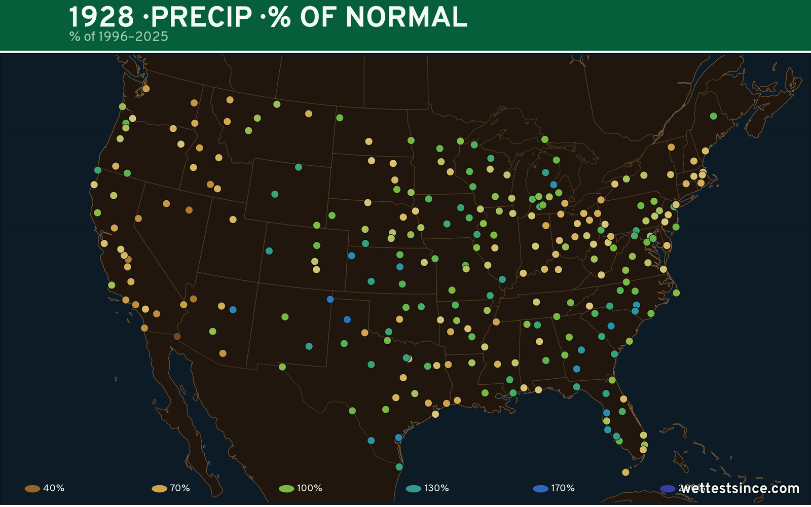 1928 U.S. precipitation percent-of-normal map