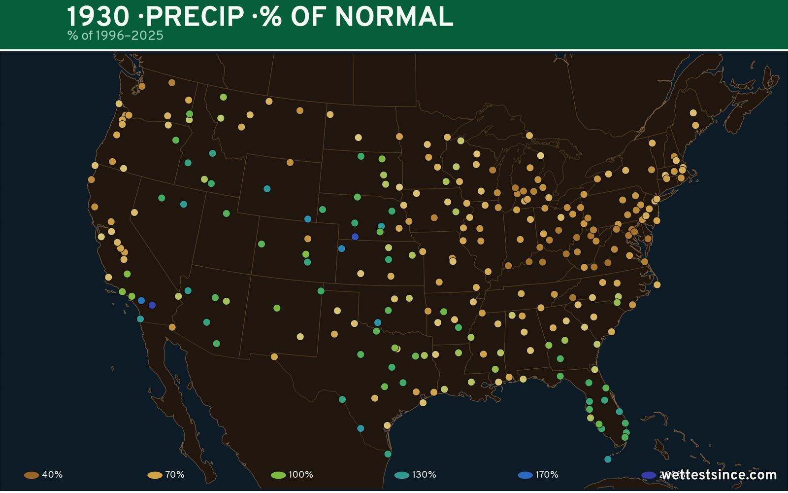 1930 U.S. precipitation percent-of-normal map