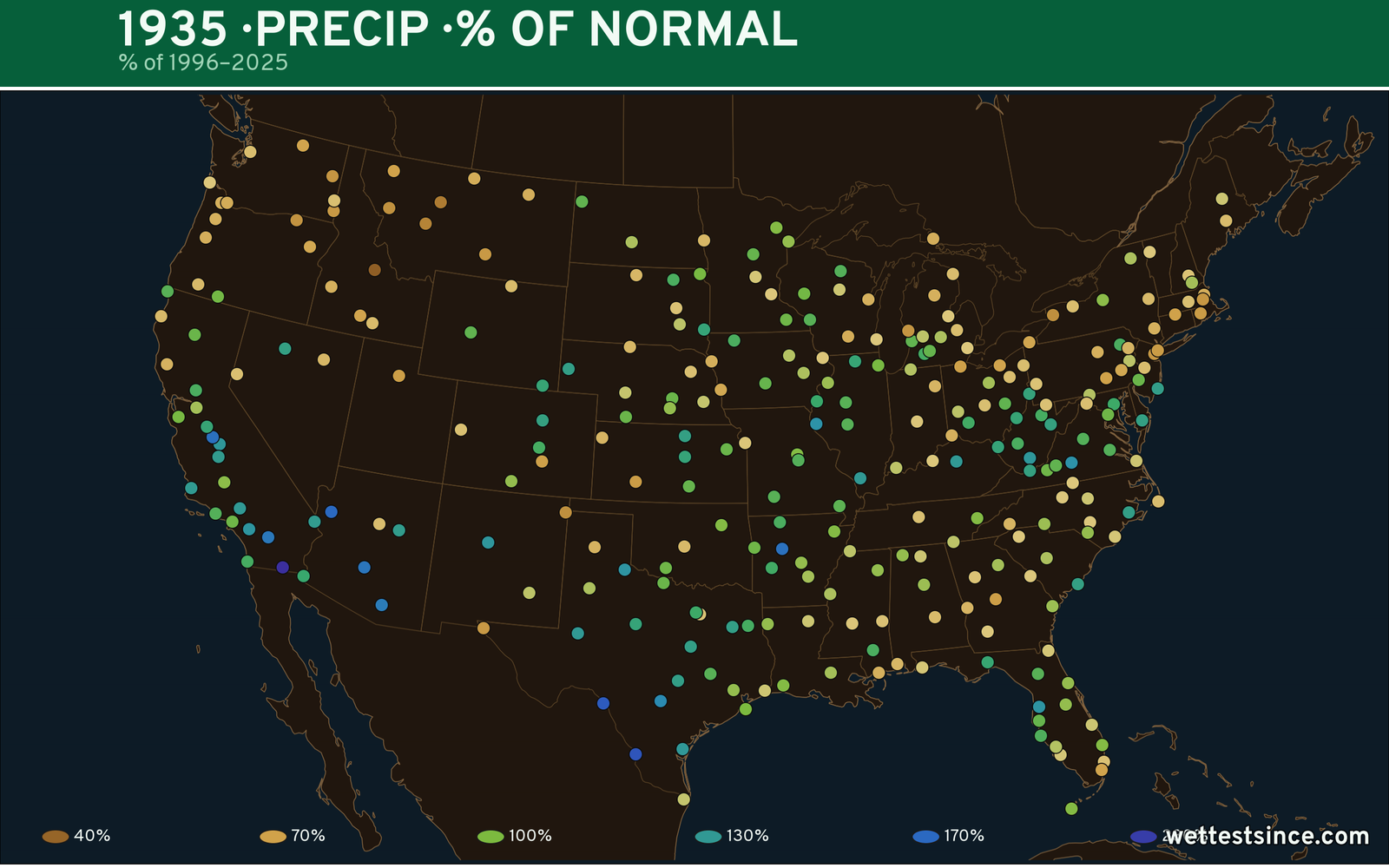 1935 U.S. precipitation percent-of-normal map