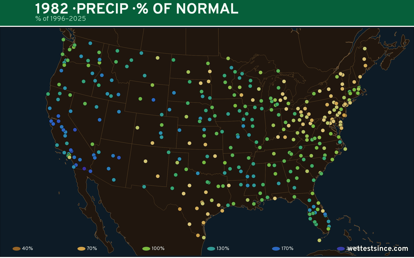 1982 U.S. precipitation percent-of-normal map