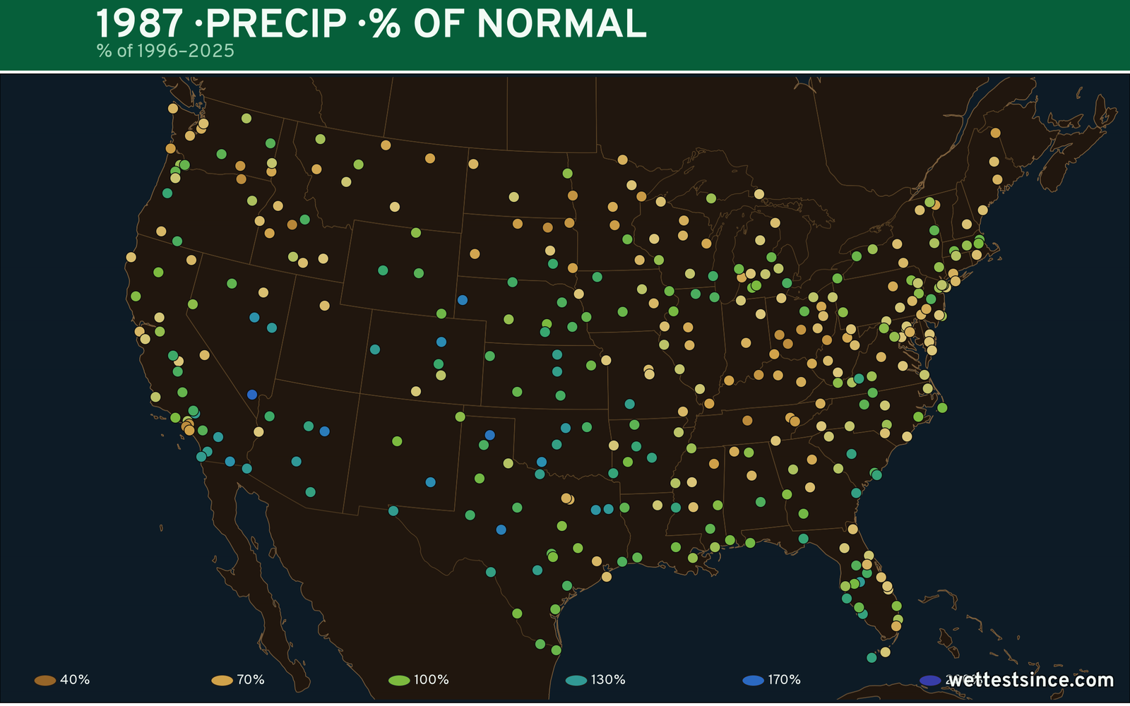1987 U.S. precipitation percent-of-normal map